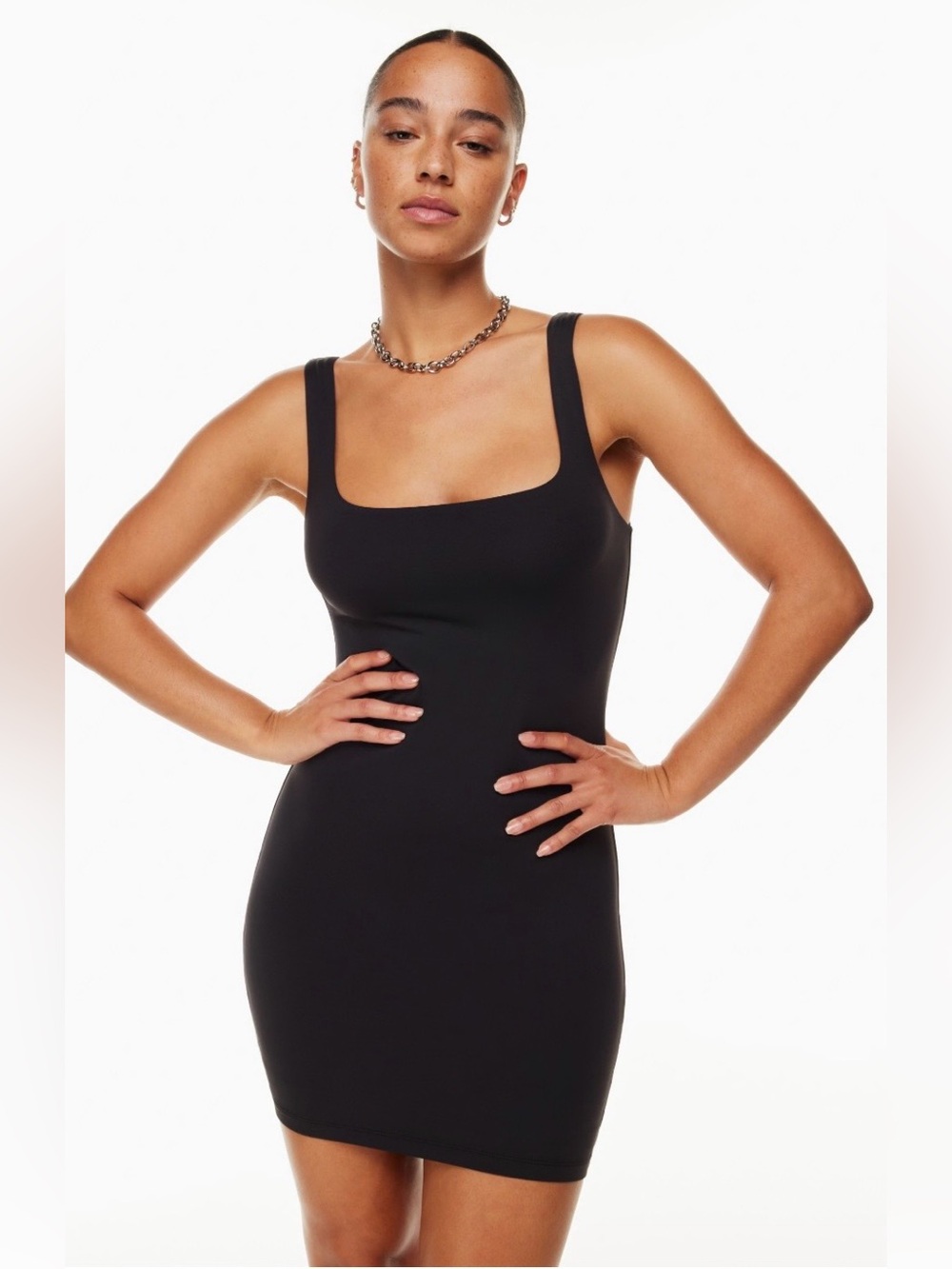 NWT Babaton Contour Black Square Neck Bodycon Dress Aritzia